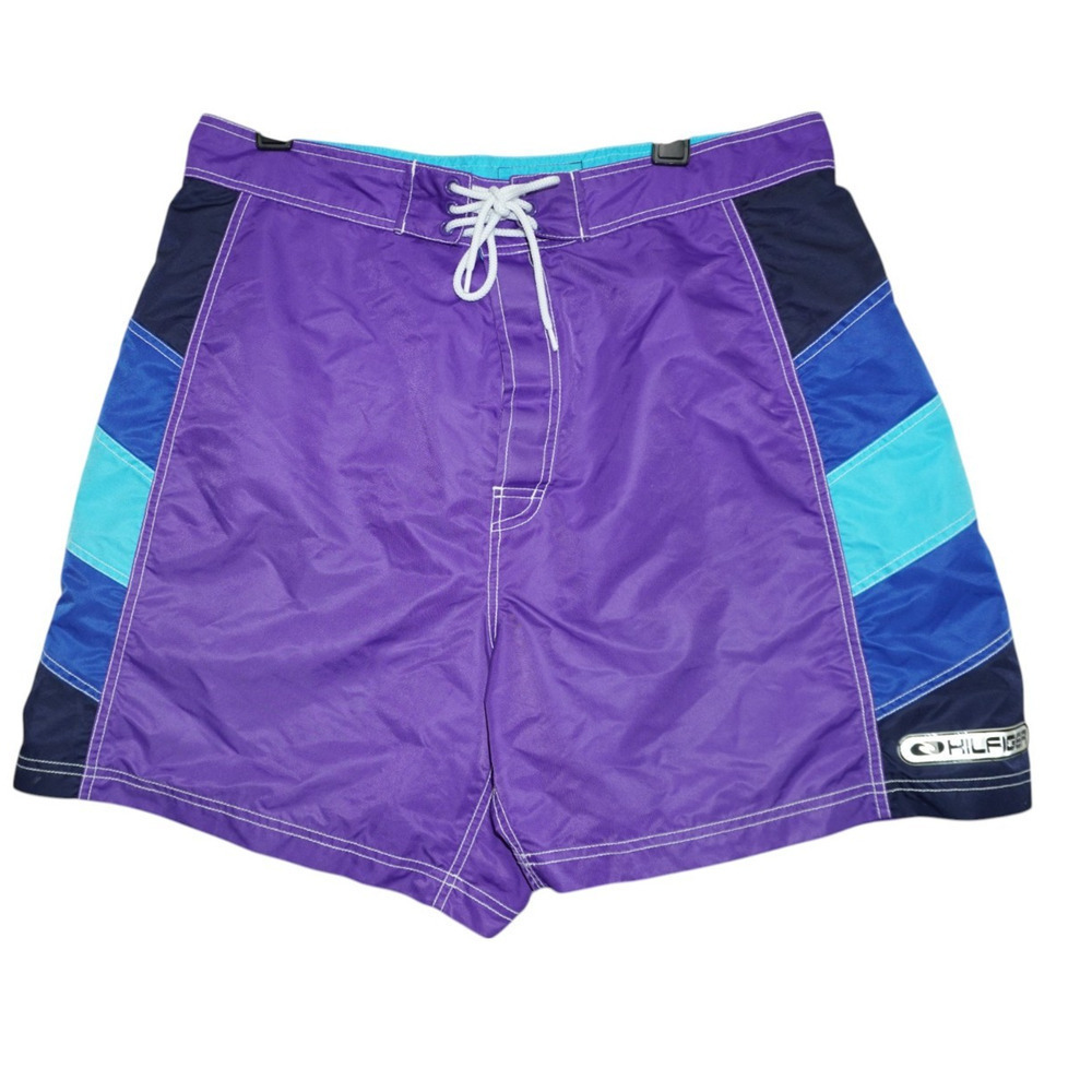 Vintage Tommy Hilfiger Boardshorts - Purple Colorblock Swim Trunks Size XL
